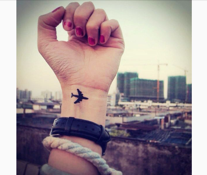 Airplane Tattoo Design On Wrist