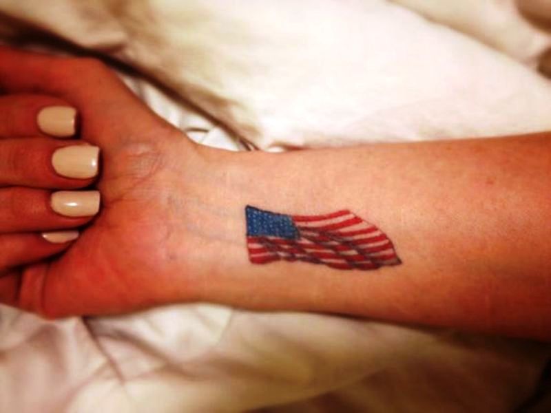 American Flag Wrist Tattoo