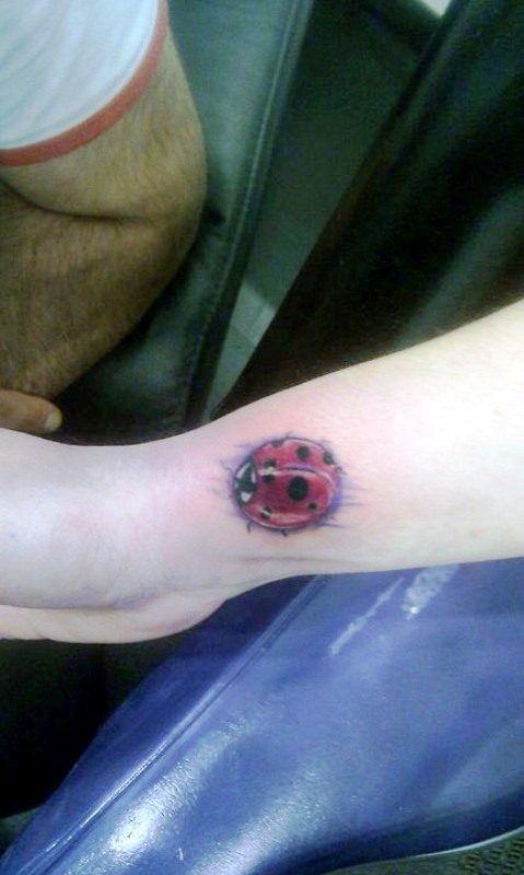 Awesome Ladybird Wrist Tattoo