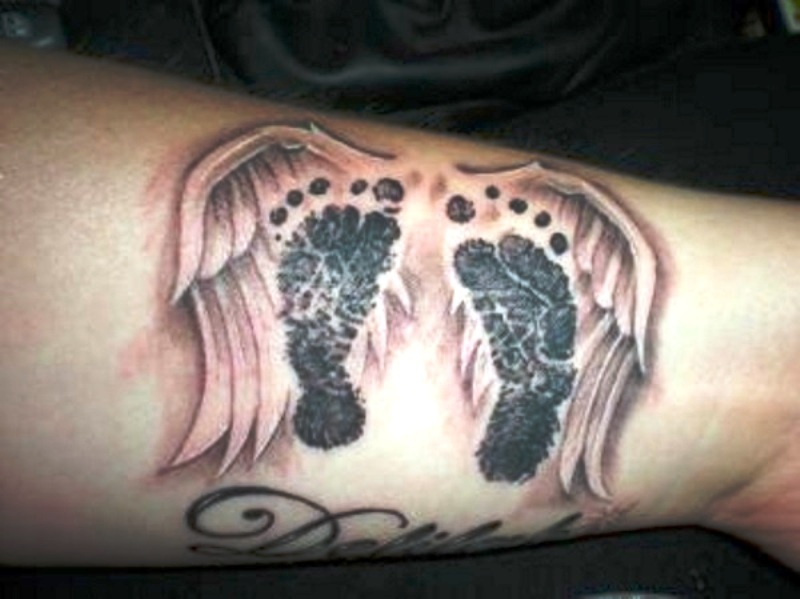 Baby Footprints With Wings On Wrist