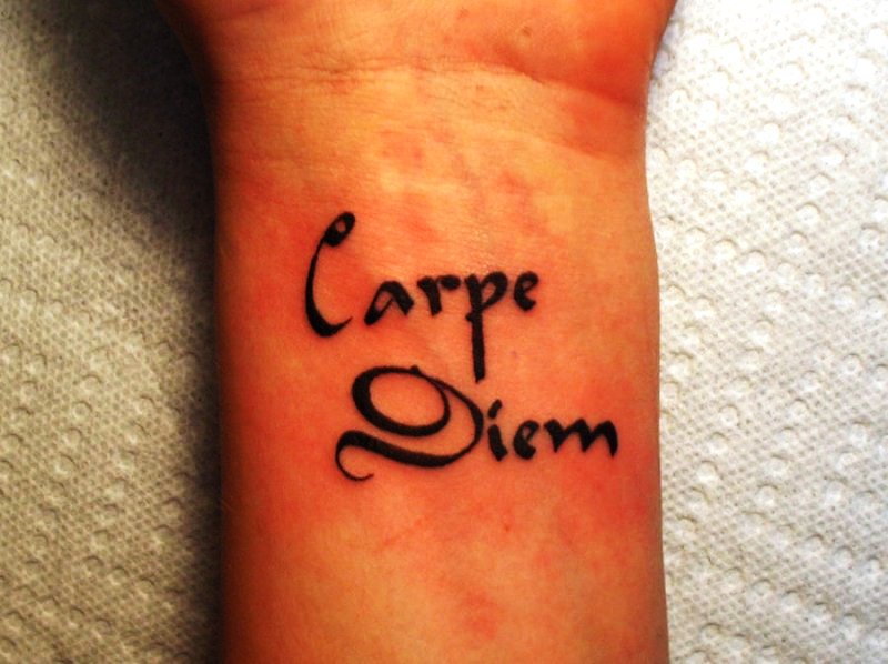 Beautiful Carpe Diem Tattoo On Wrist