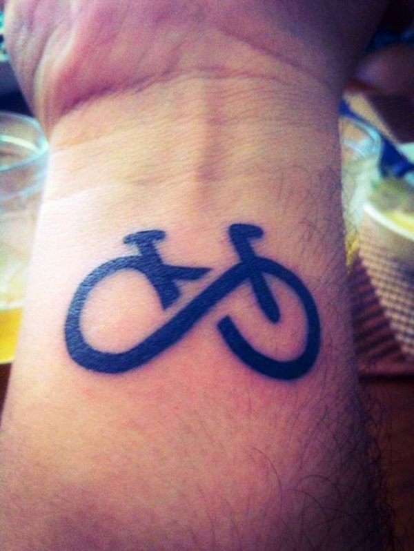 Black Infinity Cycle Wrist Tattoo