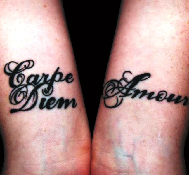 Carpe Diem Amour Tattoo On Wrist