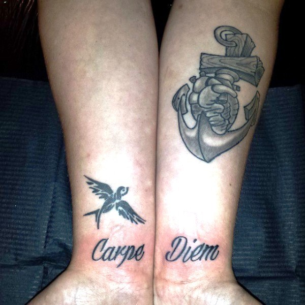 Carpe Diem Tattoo With Flying Bird