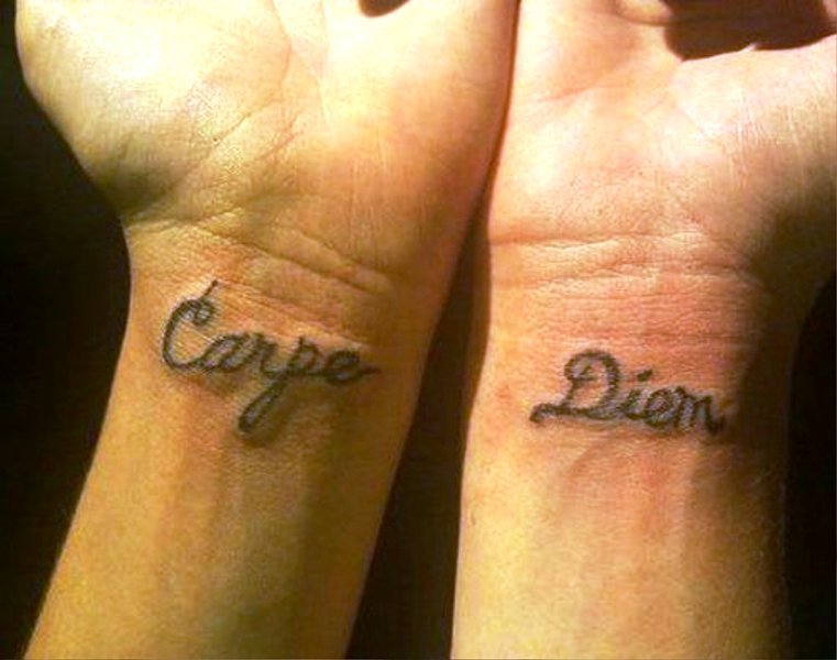 Classic Carpe Diem Tattoo On Wrist