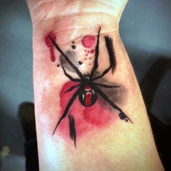 Colorful Spider Wrist Tattoo