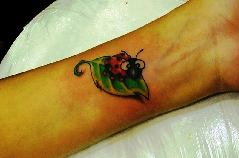 Cute Ladybug Wrist Tattoo