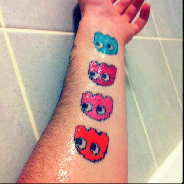 Cute Pacman Wrist Tattoo