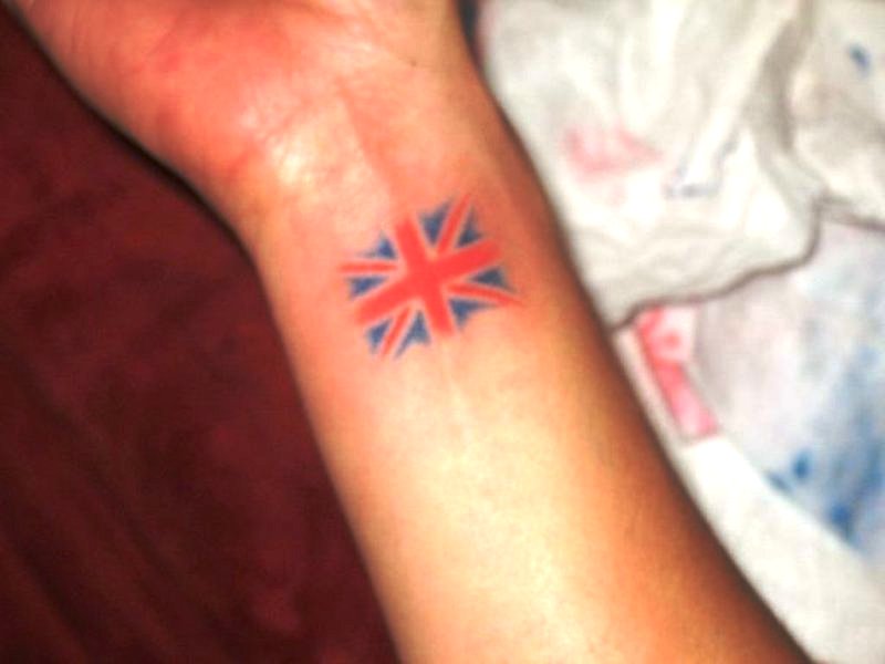 England Flag Tattoo On Wrist