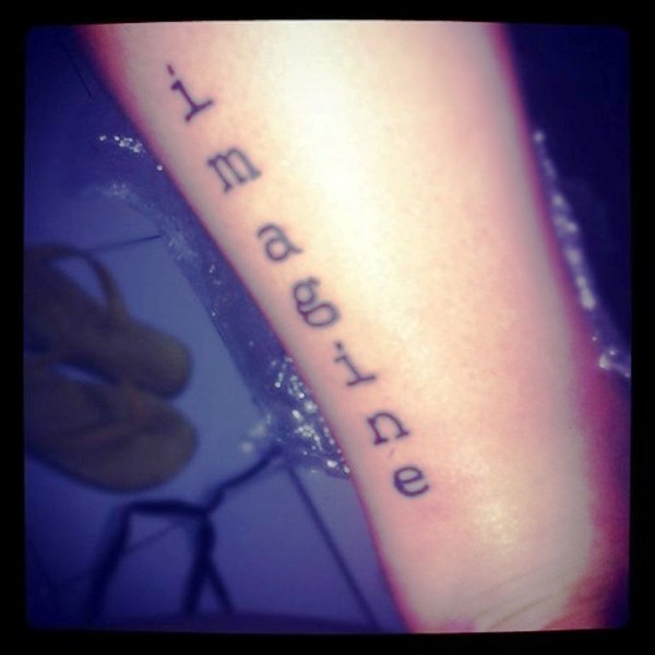 Imagine Word Tattoo On Wrist