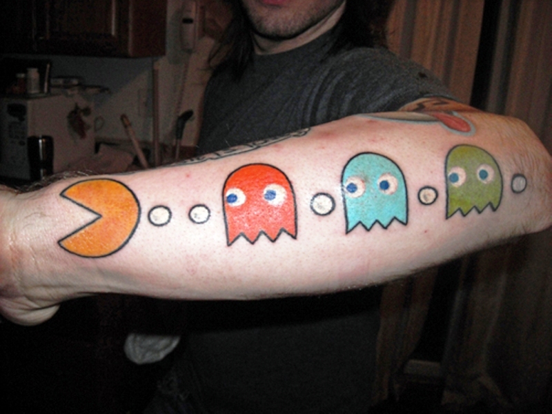 Large Pacman Wrist Tattoo