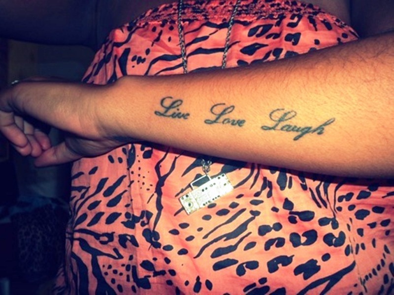 Live Laugh Tattoo Design On Wrist