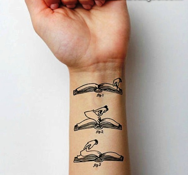 Lovely Book Tattoo On Wrist