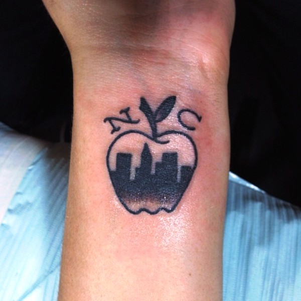 Newyork City Apple Wrist Tattoo