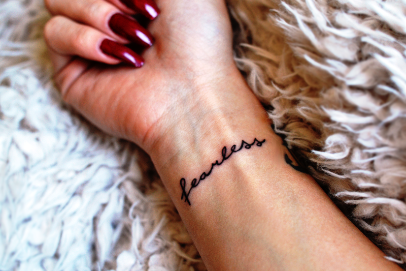 Nice Fearless Tattoo On Wrist