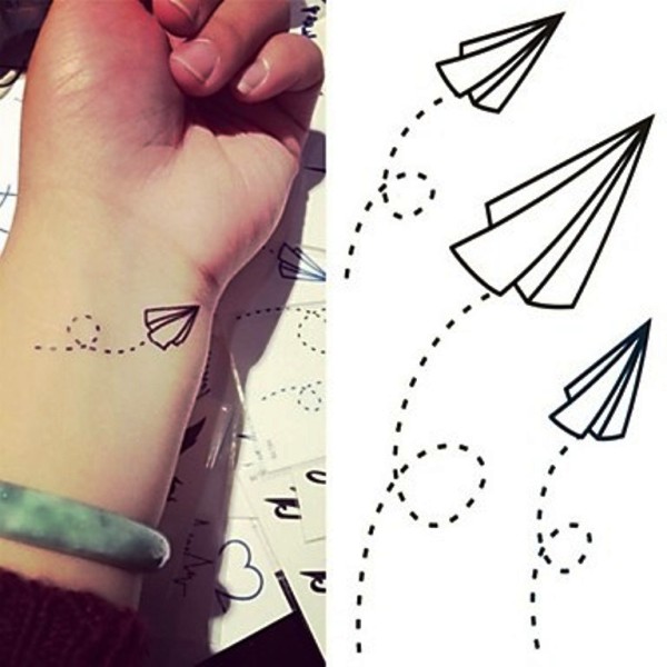 Paper Plan Wrist Tattoo