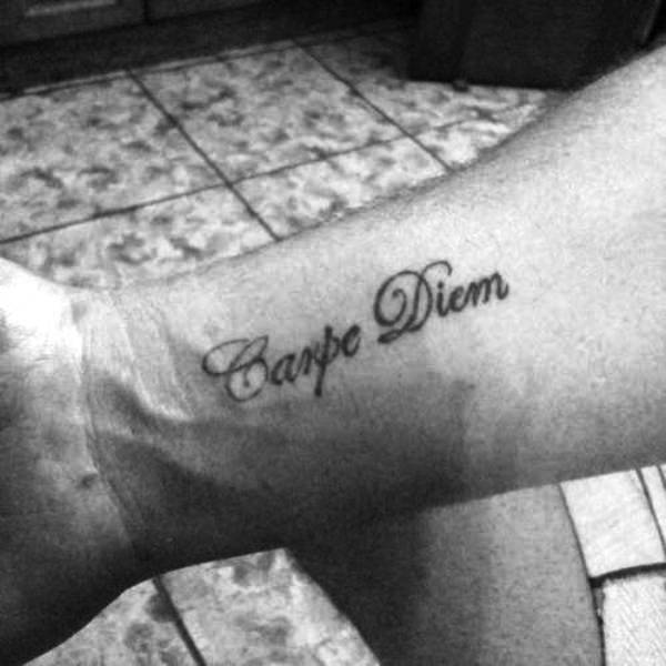 Picture Of Carpe Diem Tattoo On Wrist