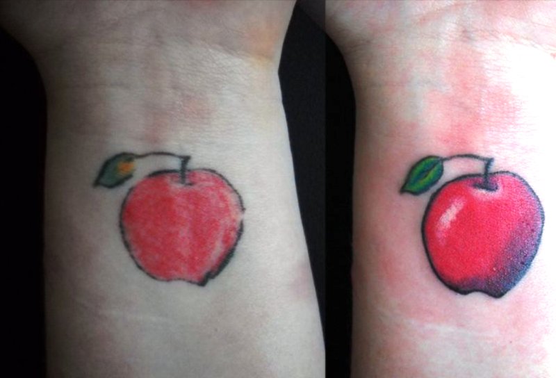 Red apple Wrist Tattoo