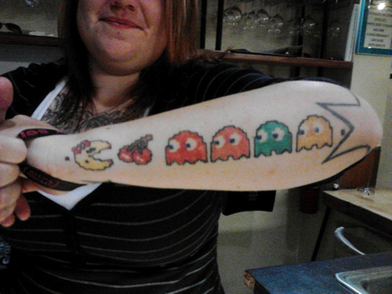 Stunning Pacman Wrist Tattoo