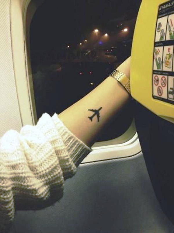 Stylish Aeroplane Tattoo On Wrist