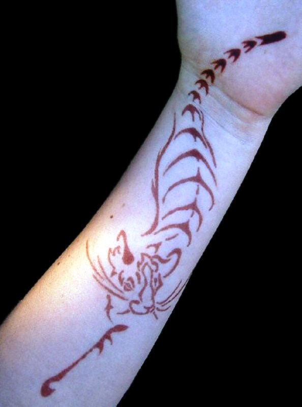 Tribal Tiger Tattoo On Wrist