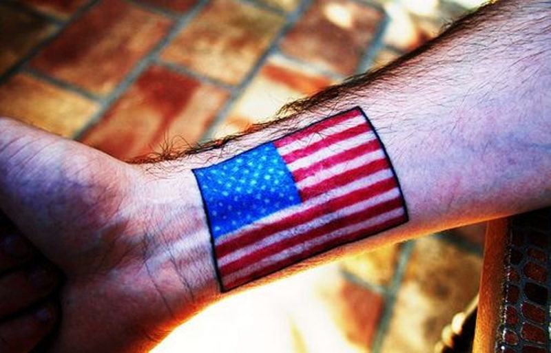 Us Flag Tattoo On Wrist