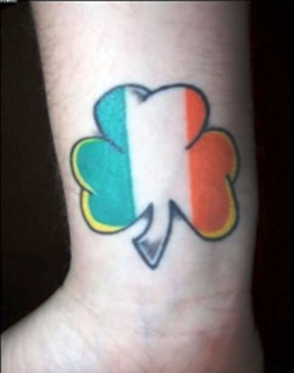 Irish Flag Colored Clover Leaf Patriotic Wrist Tattoo